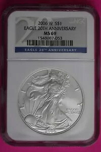 2006 W MS 69 シルバー アメリカン イーグル 20 周年記念 NGC 認定グレード 564