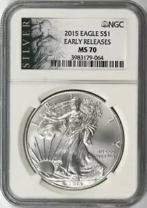 2015 シルバー アメリカン イーグル $1 NGC MS70 早期リリース シルバー ラベル