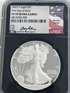 2023-S プルーフ シルバー イーグル NGC PR70 UCAM FDOI ライダー シグネチャー