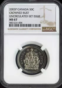 2003P カナダ 50 セント クラウン バスト 50C NGC MS67 - 品質