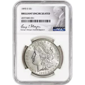 1890-S US モルガン シルバー ダラー $1 - NGC ブリリアント 未流通