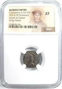 コンスタンティウス 2 世ローマ帝国 BI Nummus AE3/4 NGC XF 古代 Epfig Hoard 血統