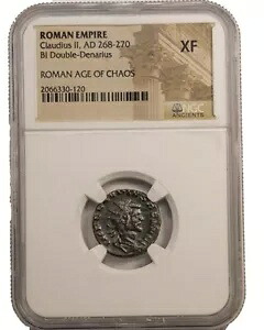 NGC XF クラウディウス 2 世のローマ アントニニアヌス ゴシック NGC エンシェント ダブル デナリウス