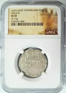 フェリペ 4 世 スペイン語 オランダ 1621-1665 NGC VF30 シルバー 3 Stuivers COB