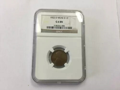 1922-D リンカーン小麦 - 弱い D セント G6 ブラウン認定 56,870円