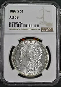 1897 S モーガン シルバー ダラー $1 NGC AU58 8153080-004