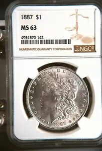 1887 P モルガン シルバー ダラー NGC MS-63