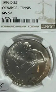 1996 D シルバー オリンピック テニス記念 $1 コイン NGC MS 69 010