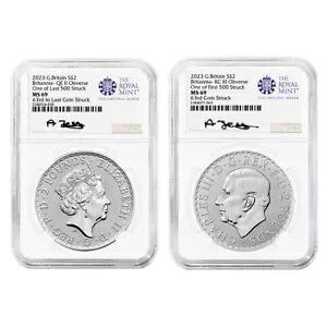 2023 UK シルバー ブリタニア セット NGC MS69 最初と最後の 500 ストラク #63 アン ジェ...｜WORLD RESOURCE【KING店】