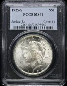 1925-S 1 ドル平和ドル PCGS MS64｜WORLD RESOURCE【KING店】 366,300円