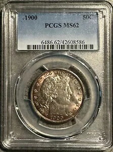 1900 バーバー ハーフダラー 50C PCGS MS62 いい調子です！美しさ！送料無料