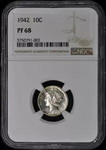 1942 マーキュリー ダイム 10C NGC PR68
