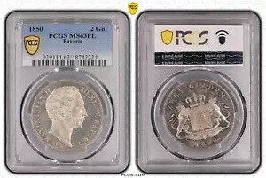 コイン バイエルン ダブルギルダー 1850 PCGS MS63PL プルーフライク PP TOP POP 1/0 nswleipzig-