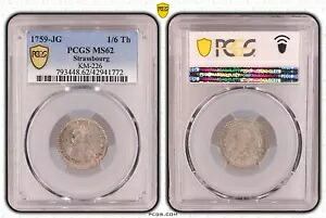 ストラスブール教区 1/6 ターラー 1759 ホルダー PCGS MS62 素晴らしい保存状態 nswleipzig-|WORLD RESOURCE【KING店】