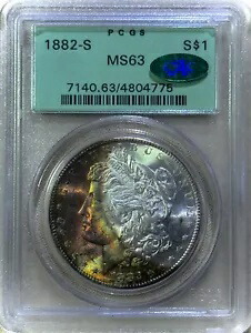 * 1882-S * MS63 PCGS CAC OGH 三日月色モーガン シルバー ドル トナー PQ レア