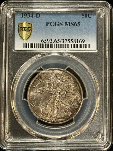 1934 D US ウォーキング リバティ シルバー ハーフダラー 50C - PCGS MS65｜WORLD RESOURCE【KING店】