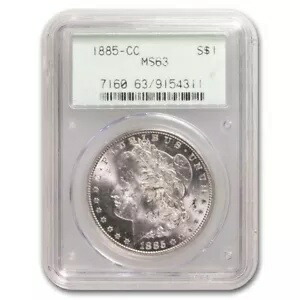 1885-CC モーガン ダラー MS-63 PCGS (古いドイリー ホルダー) 385,110円