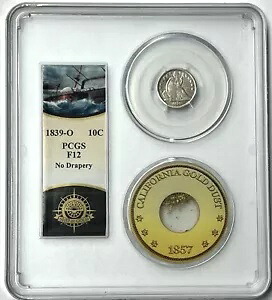 1839-O 10c シーテッド リバティ シルバー ダイム PCGS F12 SS 中米難破船