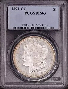 1891-CC モーガン シルバー ダラー PCGS MS63 - 素敵な派手なオリジナル 