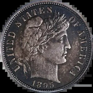 1895-P バーバーダイム PCGS AU55 キーデイト ナイスアイアピール ストロングストライク