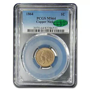 1864 インディアン ヘッド セント 銅ニッケル MS-64 PCGS CAC
