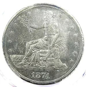 1874-CC 貿易銀ドル T$1 カーソンシティ コイン - 認定 PCGS XF 詳細 (EF)