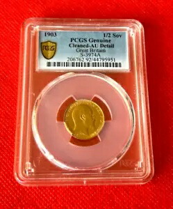 1903 1/2 SOV PCGS クリーニング済 AU DETAIL イギリス S-3974A 金貨