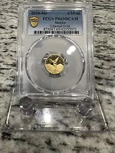 PCGS ゴールド シールド 2020-Mo PR69DCAM プルーフ .999 ゴールド リベルタ 1/10 オンス メキシコ コイン