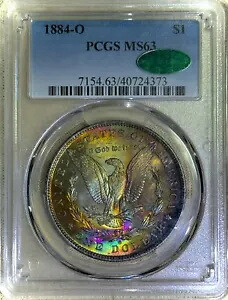 * 1884-O * MS63 PCGS CAC 鮮やかなレインボー トーンのモーガン シルバー ドル レア ワウ PQ｜WORLD RESOURCE【KING店】 357,390円