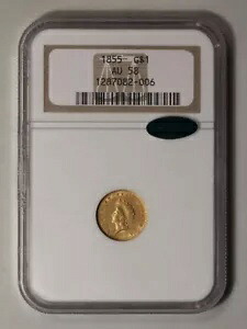 1855 ゴールド ダラー - タイプ 2 G$1 NGC AU58 (CAC)
