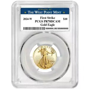 2024-W プルーフ $10 アメリカン ゴールド イーグル 1/4 オンス PCGS PR70DCAM FS ウエスト ポイント ラベル｜WORLD RESOURCE【KING店】