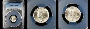 1944 10C PCGS MS66FB のみ 183 ファイン PQ マーキュリー ダイム｜WORLD RESOURCE【KING店】