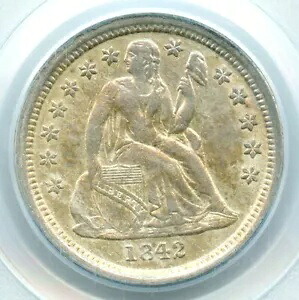 1842-O リバティ シーテッド ダイム、PCGS AU50 オールド グリーン ホルダー｜WORLD RESOURCE【KING店】