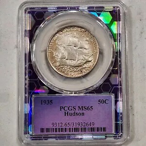 1935 ハドソン シルバー 記念コイン 50C ハーフダラー PCGS MS65