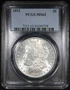1892 モルガン ドル、PCGS で MS63 に格付け KEY DATE COIN ナイス コイン