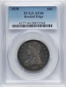 1838 キャップド バスト ハーフ - リードエッジ - PCGS XF40 - 非常に魅力的なトーニング!｜WORLD RESOURCE【KING店】