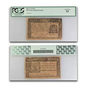 1776年 $1 ニューヨーク 1776年3月5日 AU-53 PCGS (Fr#NY-191)|WORLD RESOURCE【KING店】