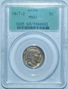 1917 D PCGS MS63 バッファロー ニッケル OGH