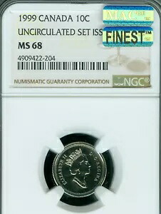 1999 カナダ 10 セント NGC MS68 PQ MAC 最高級グレード スポットレス。｜WORLD RESOURCE【KING店】 59,290円
