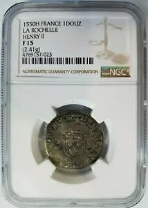 アンリ 2 世 フランス シルバー ドゥザン 1550 NGC F15 フルール ド リス 1 ドゥーズ ラ ルーシェル｜WORLD RESOURCE【KING店】