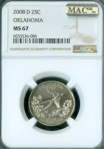 2008 D オクラホマ ステート クオーター NGC MS67 PQ MAC スポットレス 7 ファイン。｜WORLD RESOURCE【KING店】