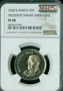 1968 南アフリカ スワート アフリカーンス 50 セント NGC PF68 2ND 最高級 MAC スポットレス *｜WORLD RESOURCE【KING店】