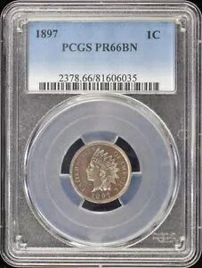 1897 1C インディアン セント - タイプ 3 ブロンズ PCGS PR66BN