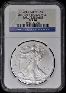 2011-P 5 コイン 25 周年記念シルバー イーグル セット $1 NGC PR70