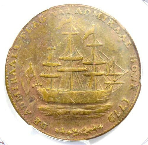 1779 ロードアイランド船トークン、花輪付き - 認定 PCGS XF ディテール - レアタイプ 435,600円