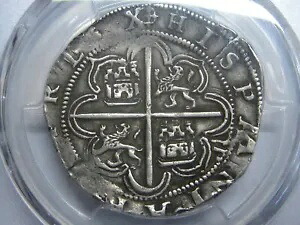 (1556-88) フィリップ II 4 リアル コブ PCGS AU50 セビリア スペイン シルバー 植民地時代
