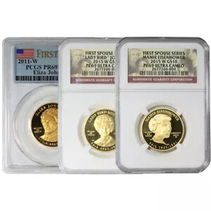 1/2 オンス 米国造幣局 第一配偶者金貨 MS/PR69 (ランダム年、NGC または PCGS)｜WORLD RESOURCE【KING店】