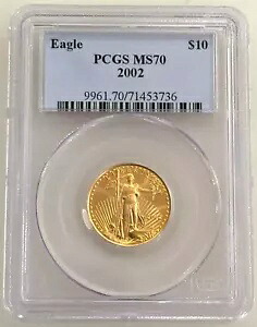2002 $10 アメリカン ゴールド イーグル PCGS MS70 1/4 オンス