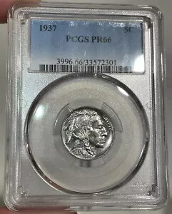 1937 プルーフ バッファロー ニッケル グレーディング PR66 (PCGS による) ライトトーン ハイグレード PQ+