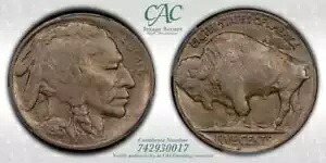 1913-S 5C タイプ 2 バッファロー ニッケル CACG MS63 (CAC)